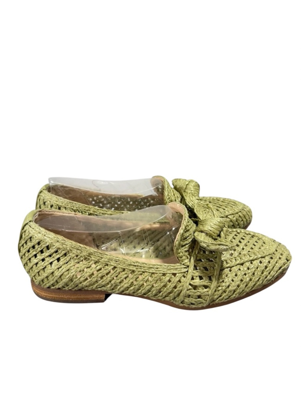 Charles David Finite Green Flat Raffia Woven Loafers